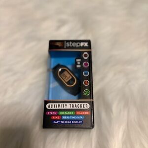StepFX Activity Tracker with Black and Gold Design